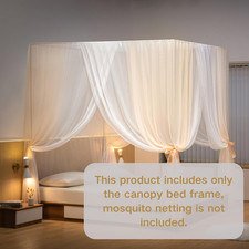 White Bed Canopy Frame W100 X L200 X H200 Cm Canopy Bed Frame Single Four Poste
