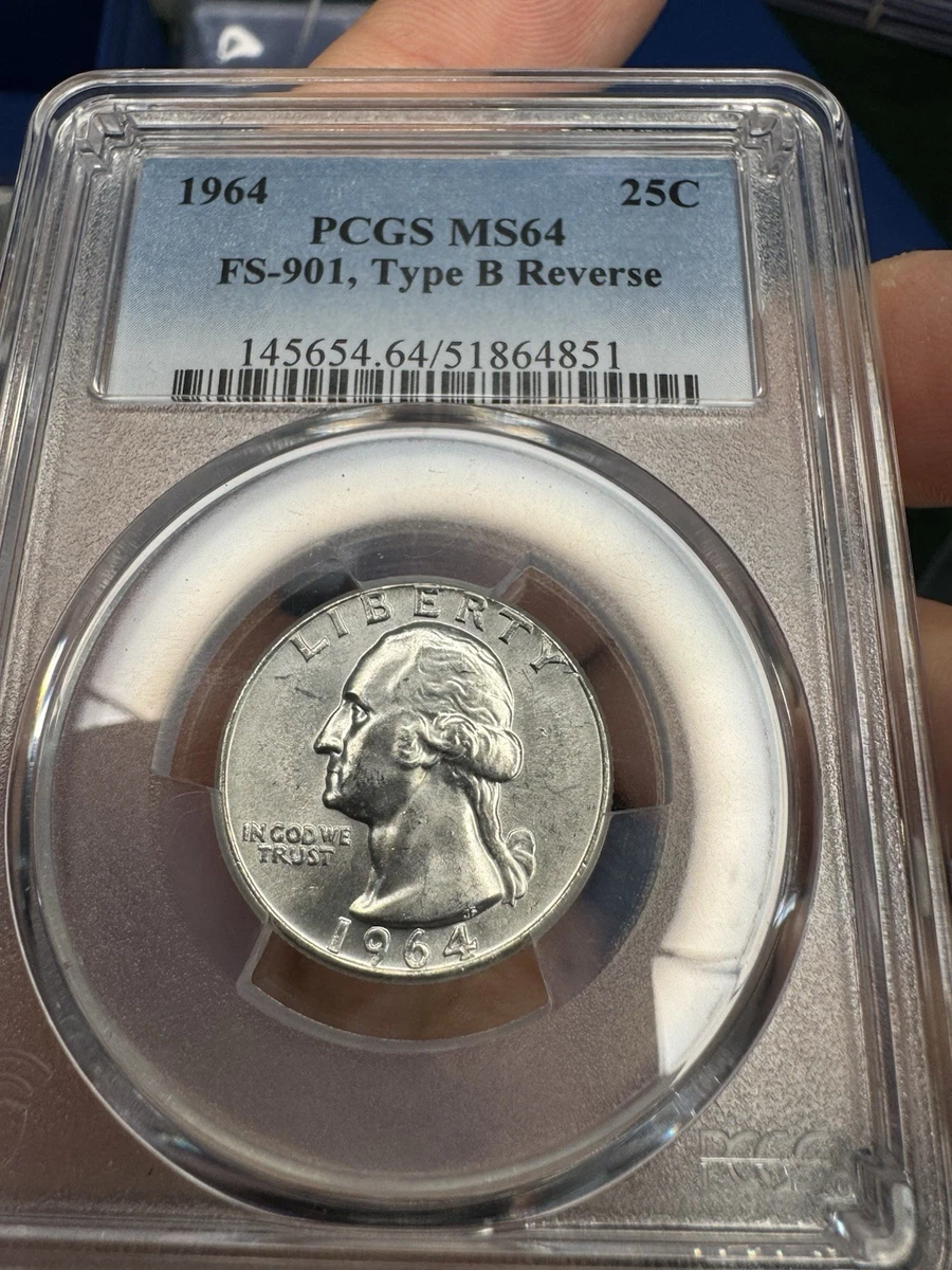 PCGS Certified MS 64 Graded 1964 Washington Quarters (1932-1998