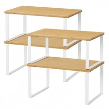 Kitchen Cabinet and Counter Shelf Organizer, Stackable Expandable, Set of 4