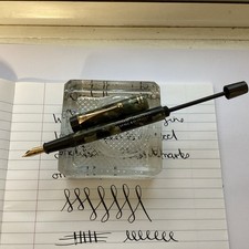 ONOTO PLUNGE FILLER 14CT GOLD SEMI FLEX  NIB FOUNTAIN PEN SERVICED 6120 SUPERB