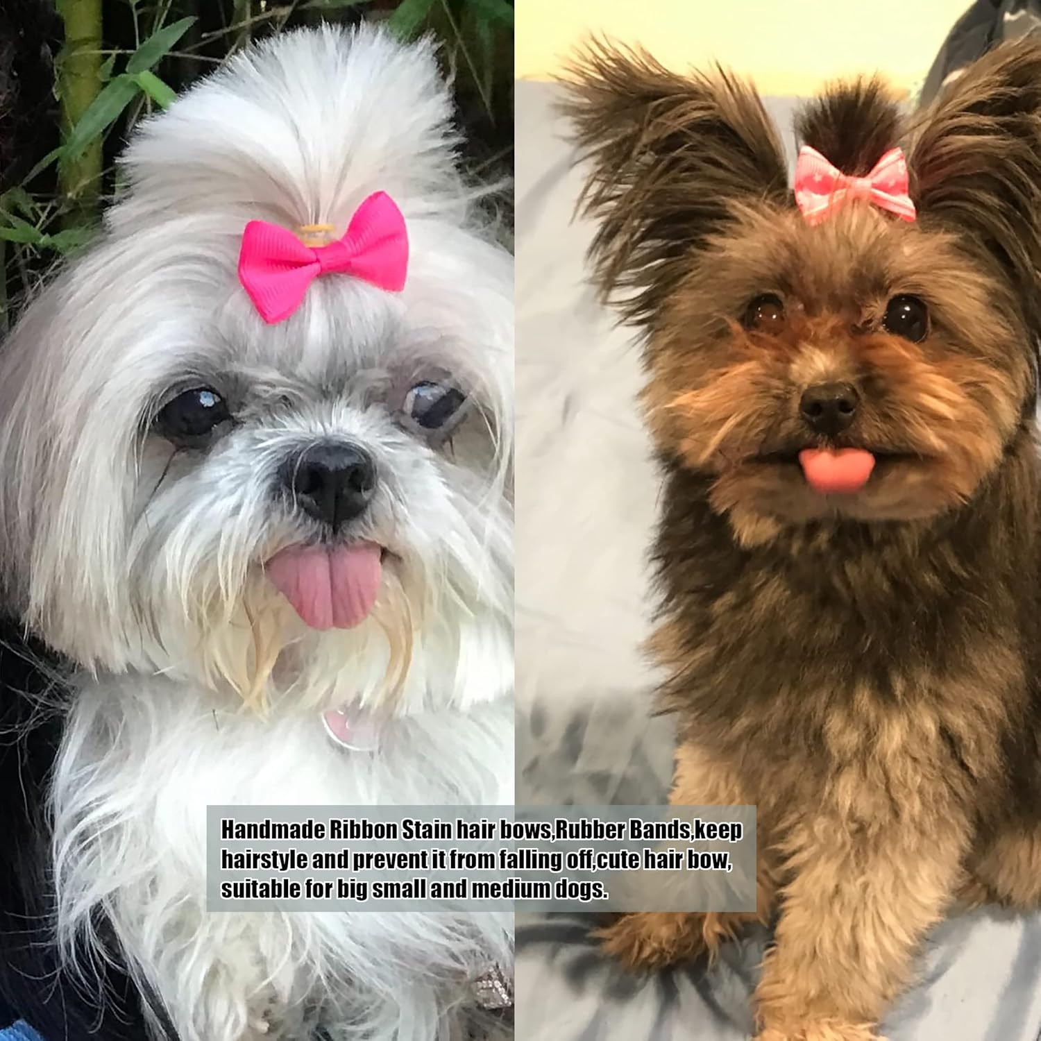 60PCS Cute Puppy Dog Small Bowknot Hair Bows with Rubber Bands, Mix Colors