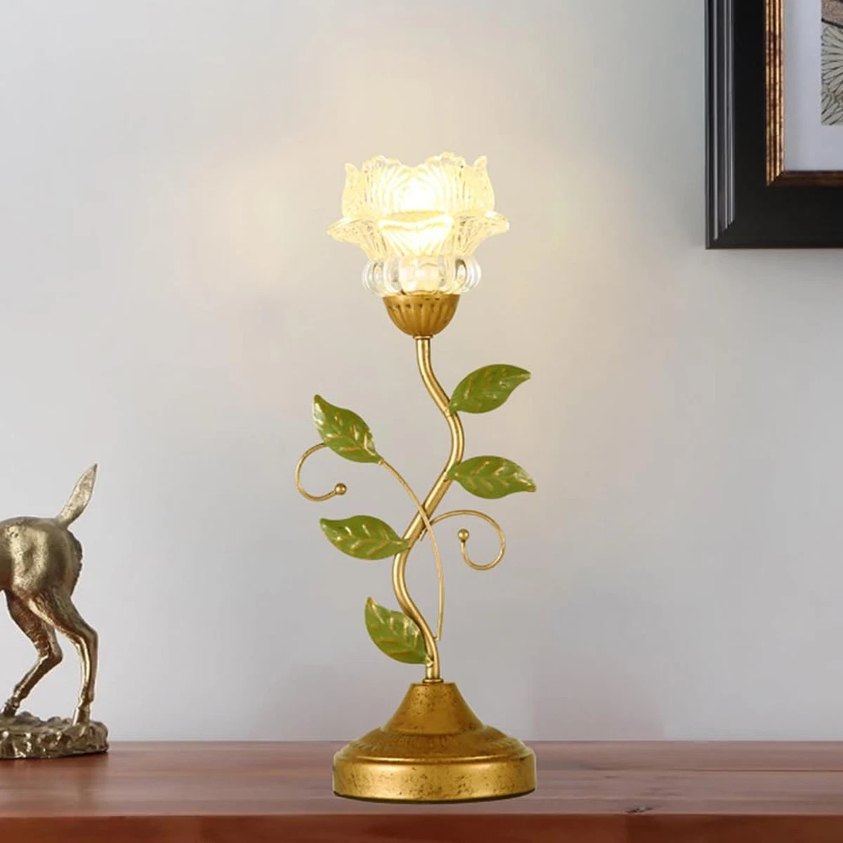 Minifair Verde Lamparas De Mesita De Noche,IluminacióN De Tres Tonos Lampara Escritorio Pantalla AcríLica Con Lirio Del Valle,Lampara De Mesa Perfecto Para Chica Dormitorio,Cabecera,Estudio,Regalo