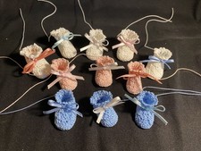 Miniature Crochet Baby Booties, Baby Shower, Parent or Grandparent Gender Reveal