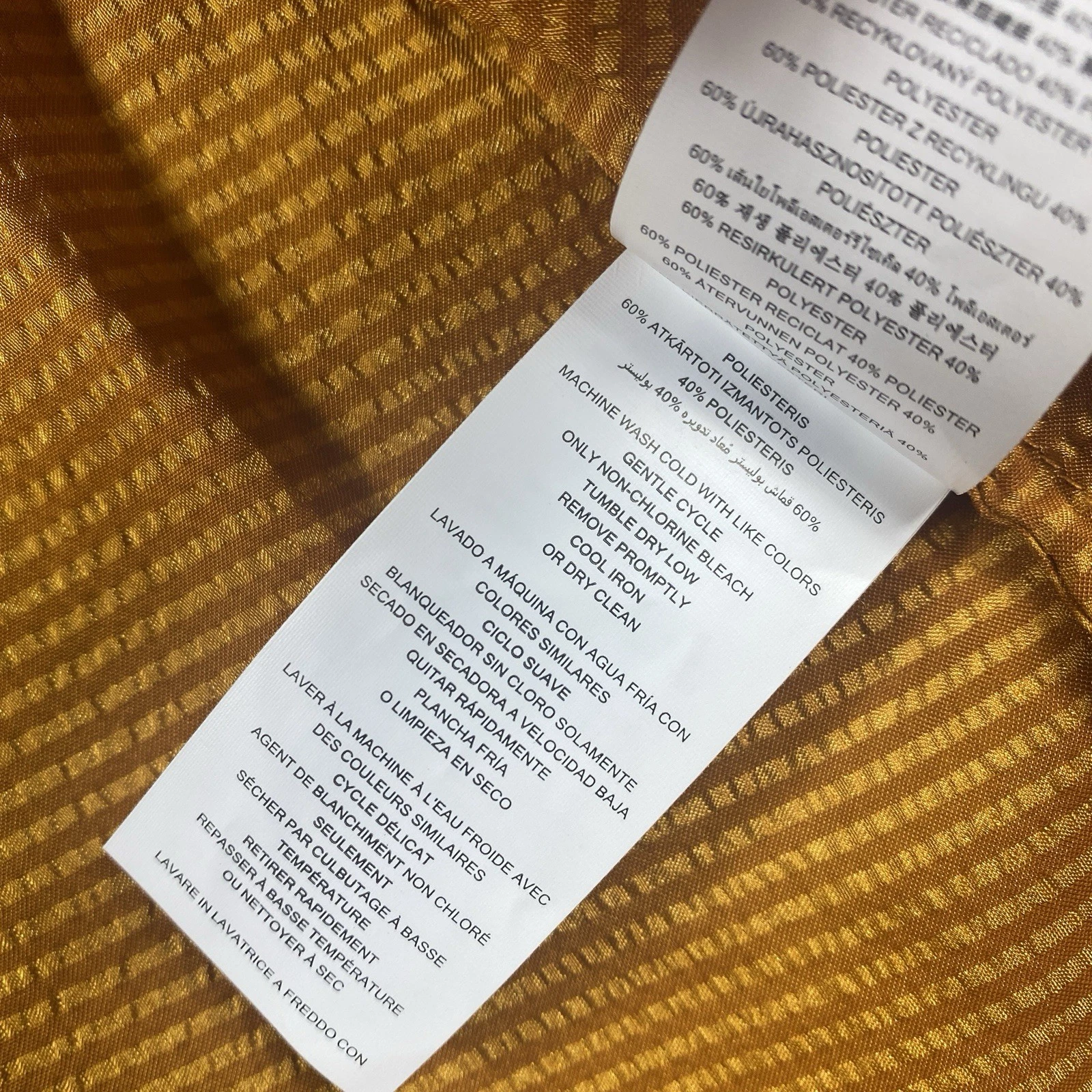 Abito Michael Kors donna S calendula oro avvolgente testurizzato manica a palloncino raso