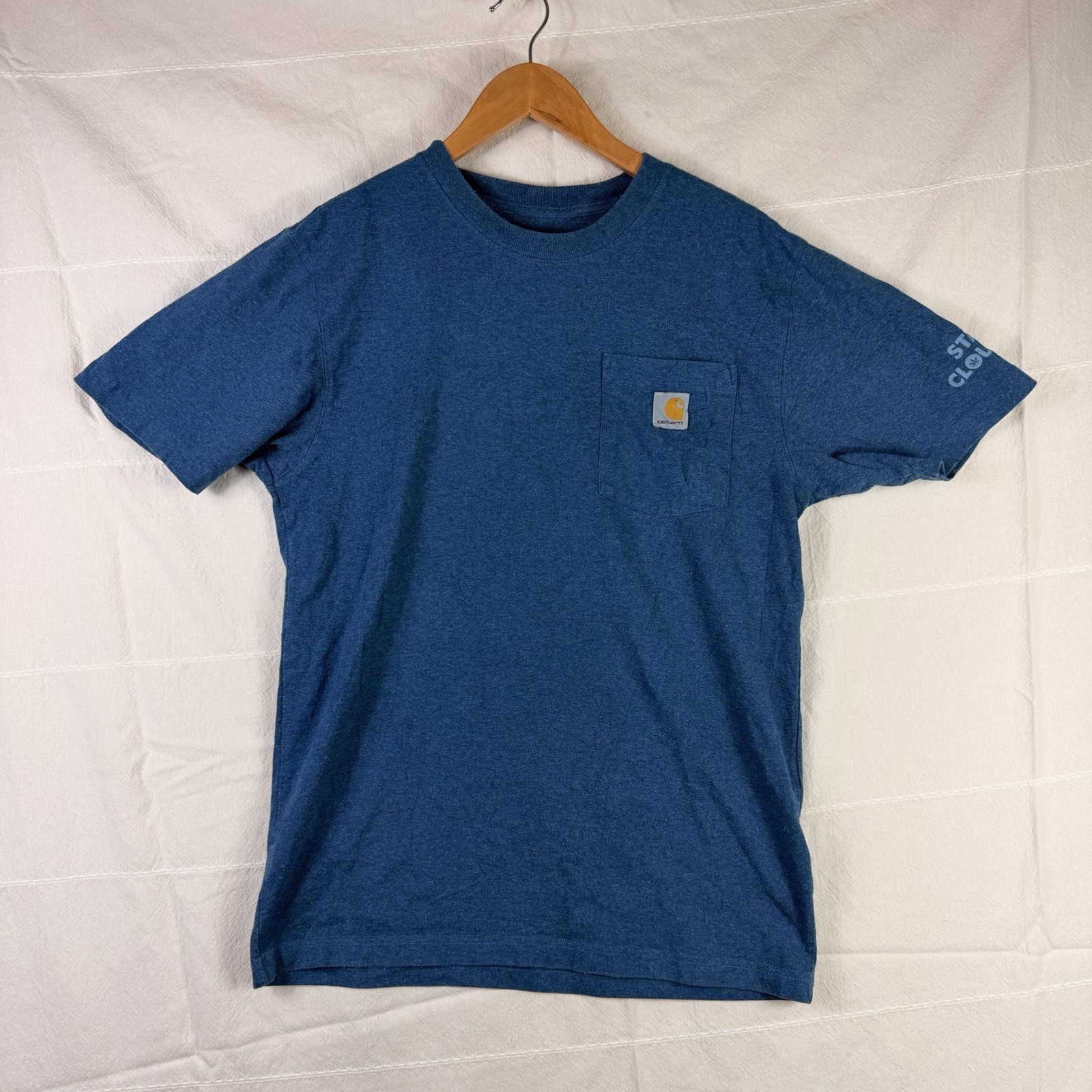 Carhartt T-Shirt Men's S Loose Fit Blue Short Sleeve Pocket Tee Branded K87
