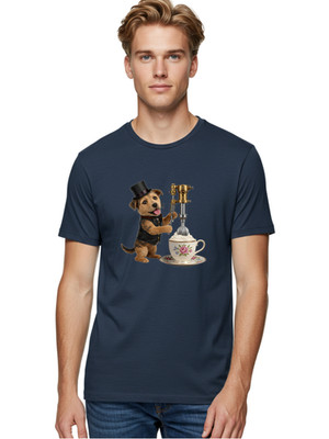 Dog-Whipping-Cream Mens Graphic Tee, 100% Cotton, Casual Summer Wear