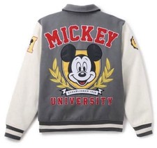 Mickey Mouse Collegiate Varsity Jacket Disney Grey University New With Tags