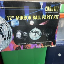 12"Mirror Disco Ball Chauvet 2-RPM Rotating Motor & clear Pinspot Spot new bulb