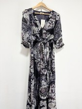 Monsoon Maxi Dress Size 8 UK Purple Paisley 100% Silk Boho Wedding Jessica