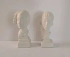 Vintage Haeger 7" Art Deco Pottery Lady Bust Figures Pair Koenig c1930s USA
