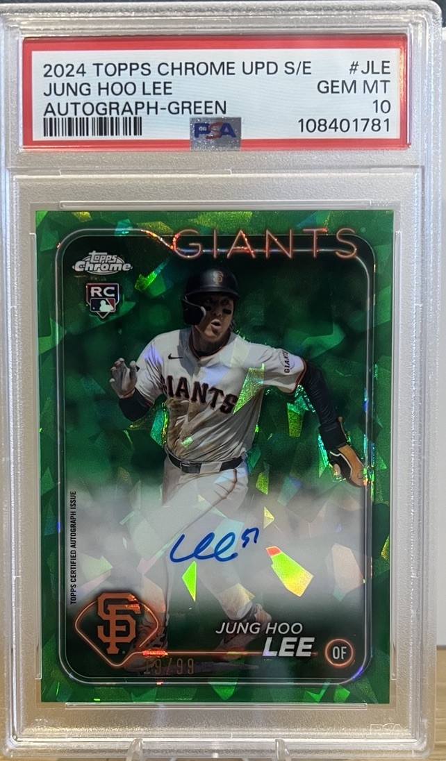 2024 Topps Chrome Update Sapphire - Jung-Hoo Lee Auto #USA-JLE Green /99 PSA 10