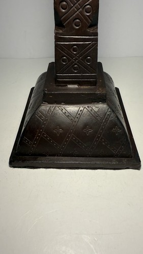 Dark Brown Wrought Iron Heavy Candle Holder Antique Style 15” Tall Brutalist - Picture 7 of 17