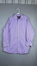 Lauren Ralph Lauren Shirt Mens 17.5 32/33 Purple Gingham Slim Fit Non Iron Dress