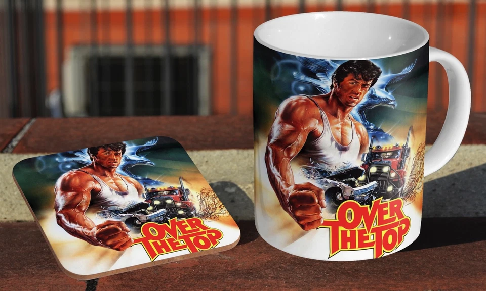 Over The Top Sylvester Stallone - Ceramic Coffee / Tea Mug + Matching Coaster