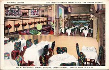 Italian Village Los Angeles California Cocktail Lounge 1935 Postmarked Postcard