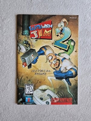 EARTHWORM JIM 2 FIRST PRINT SNES SUPER NINTENDO MANUAL ONLY GREAT CONDITION