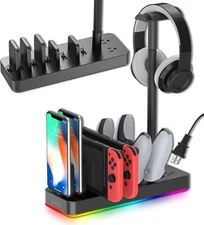  RGB Headphone Stand with Charging Station, Gaming Accessories Headset Holder 