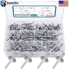 200x 1/8" 3/16" 1/4" Pop Rivets Assortment Large Flange Aluminum Blind Rivets