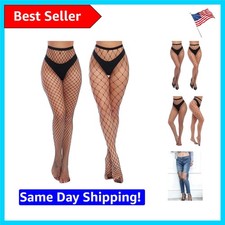 Elegant High Waist Fishnet Stockings for Women - 2 Pairs of Breathable Comfort