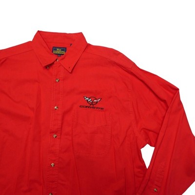 Blue Generation Shirt Mens XL Red Corvette Embroidered Long Sleeve Button Up