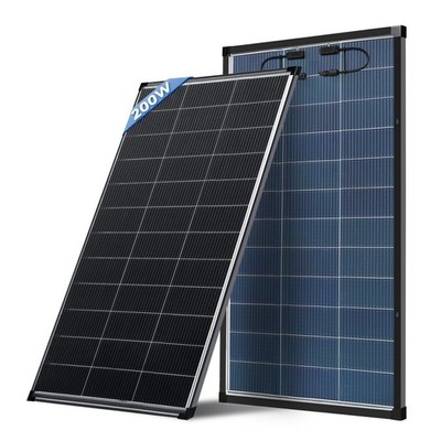AeternaSol 200W Bifacial Solar Panel 18V N-Type Mono PV RV Home Off-Grid Battery