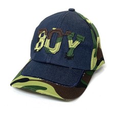 BOY Kids Size Ball Cap Adjustable Camo Green Blue Hat