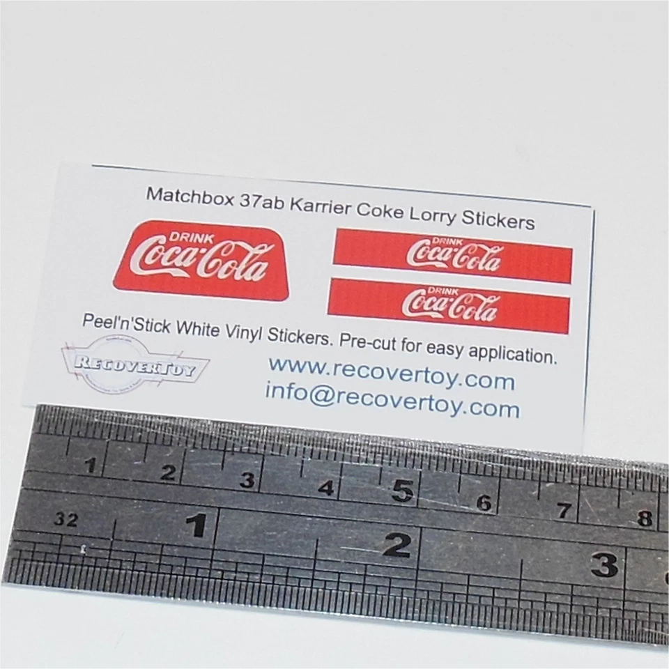 Matchbox Lesney 37ab Karrier Bantam Coke Coca Cola Sticker Set - Image 2 of 3