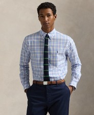 Polo Ralph Lauren Mens Classic Fit Stretch Poplin Shirt in Blue Pink Sz Small