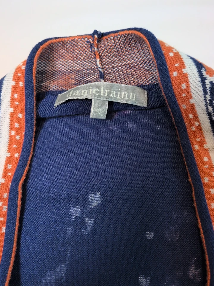 Cárdigan Daniel Rainn Para Mujer Talla Grande Cristiana Estampado Borde Azul Floral Foto 4 de 4