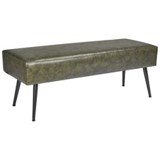 Uimoso PU Leather Bedroom Bench with Metal Legs Shoe Bench for Entryway Green