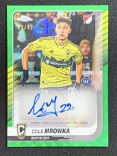 Cole Mrowka 2025 Topps Chrome MLS Green Wave Auto RC /99 #CA-CM