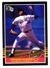 1985 Donruss Highlights - Fernando Valenzuela #6 Los Angeles Dodgers