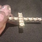 925 Sterling Silver Cross Pendant w/ Natural Diamond, Prong Set, Religious — photo 4