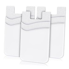 Phone Wallet Stick On, Phone Card Holder, Silicone Credit Card Holder White 3