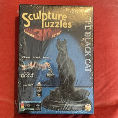 Skulptur Layered Puzzle 3D - The Black Cat - Rare OOP 1995 New Sealed Old Stock