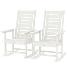 HDPE Outdoor Rocking Chair High Back Patio Porch White