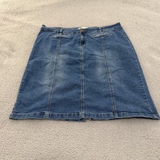 C Est. 1946 Denim Blue Paneled A-Line Midi Skirt Womens Plus Size 20W