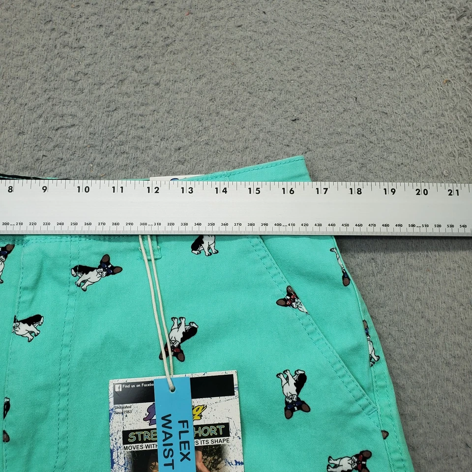 Plugg Chino Shorts Mens Size 31 Multi Stretch Bulldog Frenchie Print Flex Waist - Image 3 of 4