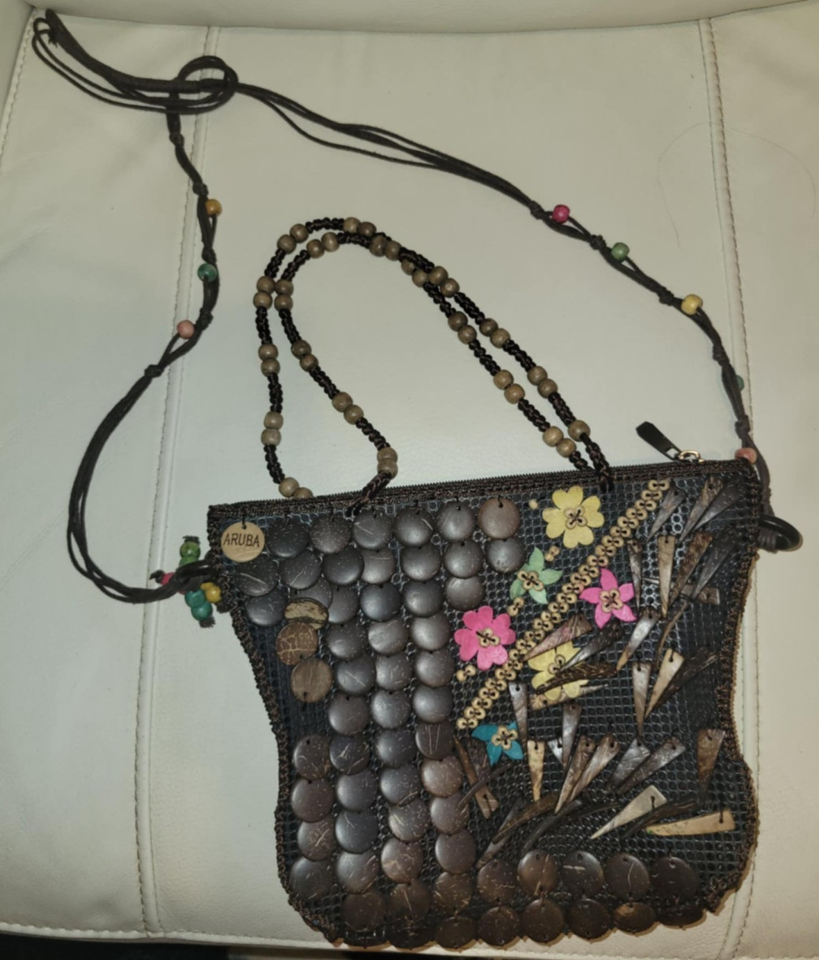 Handcrafted Handwoven Coconut Shell Shoulder Line… - image 1