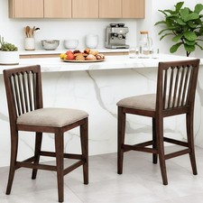 25" Farmhouse Counter Height Bar Stools Set of 2,Upholstered Counter Stools