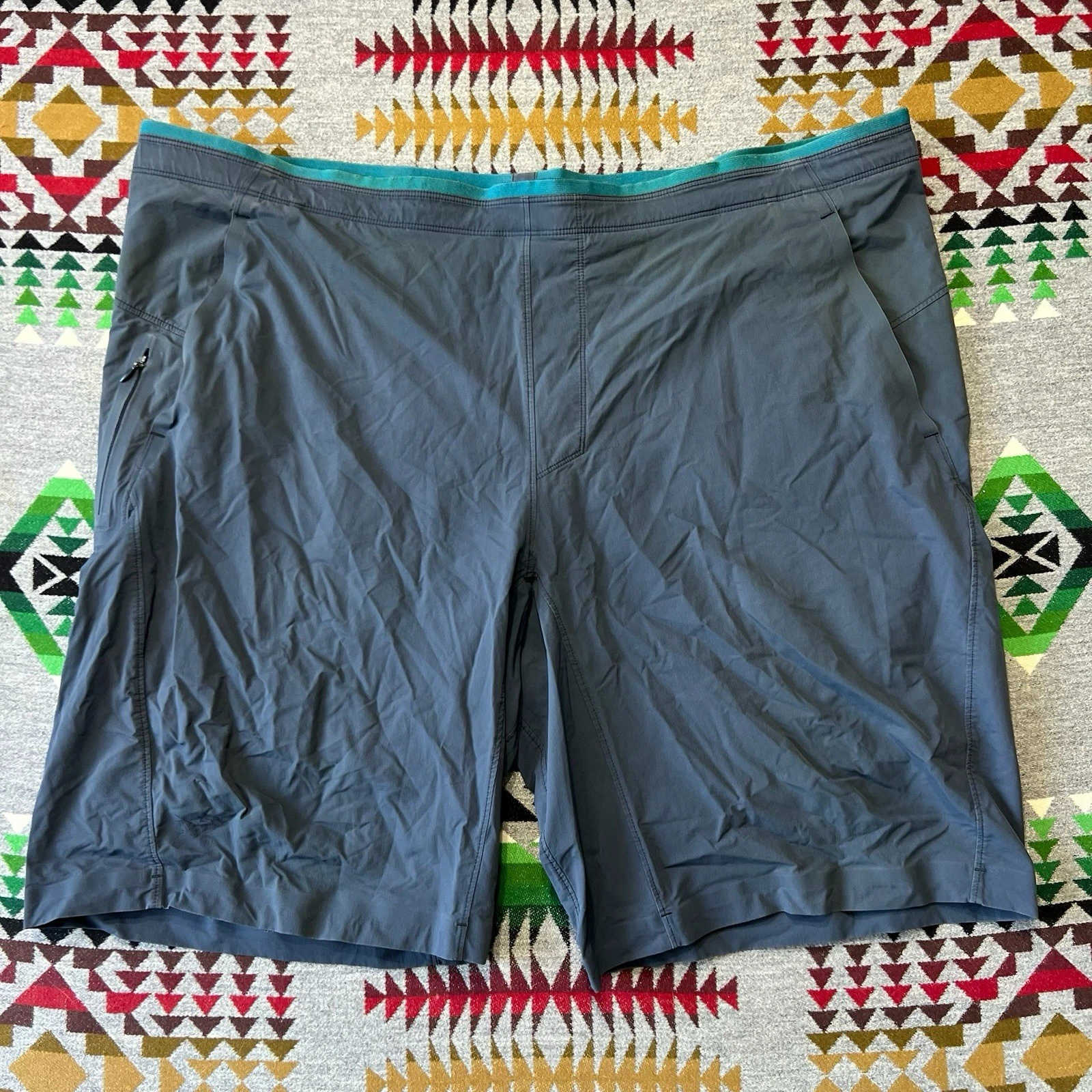 Arcteryx Shorts Mens XL Blue Stretch Outdoor Hiking Drawstring Zip Pockets B8