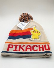 POKEMON PIKACHU WINTER KNIT BEANIE HAT POMPOM and GLOVES SET one size fits most
