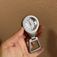 Vintage Pocket Clip Watch Alvesco Metal Ciclesonide Silver Hanging Snap Belt  