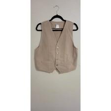 80s/90s Vivaldi Jeanswear Tan Cotton Vest   Made in USA, Size Medium