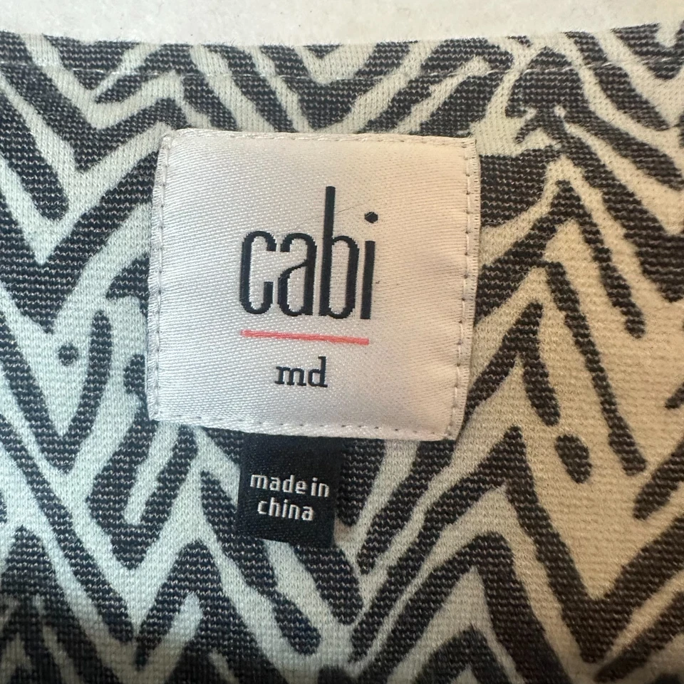 Cabi Jacket Style #3034 Womens M Gray White Zig Zag Zebra Ponte Knit Pockets - Image 4 of 4
