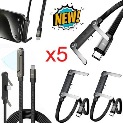 2-in-1 Invisible Holder Charger Cable   240W Fast Charging Cord with Phone Stand