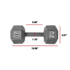 Barbell 20lb Cast Iron Hex Dumbbell, Single