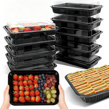 14 Pcs Large Sandwich Platter Trays with Lids Black,Large Buffet Trays with Lids