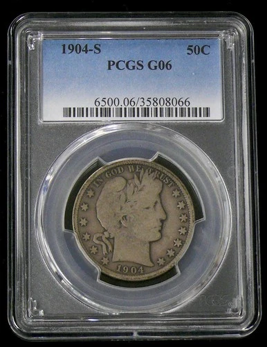 1904-S G-06 BETTER DATE BARBER (50c) HALF DOLLAR - PCGS GRADED - SEE PICTURES