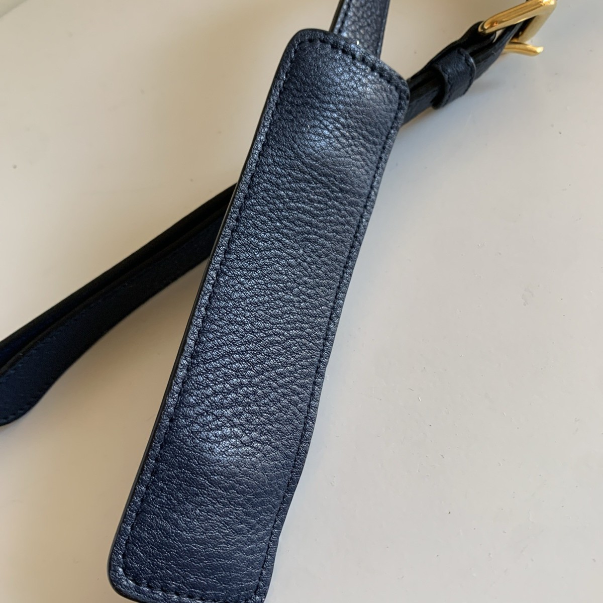 Navy Leather Prada Replacement Strap with Gold Hardware 42in